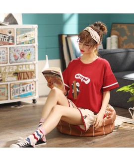 2020 New Short Sleeve Shorts Sweet Combed Cotton Ladies Pajama Set For Summer