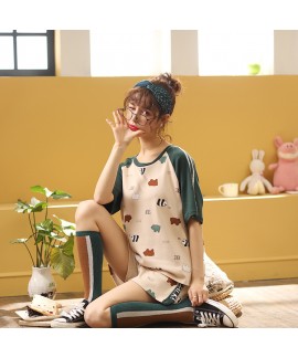 2020 New Short-sleeved Shorts Ladies Cotton Pajamas Set For Summer