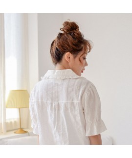 New Summer Cute Sweet Lace Dress Pure White Embroidered Pajamas Set