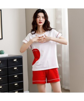 New Cotton Thin Short Sleeve Shorts Ladies Pajamas Set For Summer