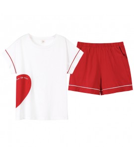 New Cotton Thin Short Sleeve Shorts Ladies Pajamas Set For Summer