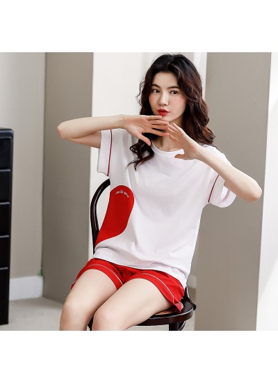 New Cotton Thin Short Sleeve Shorts Ladies Pajamas Set For Summer