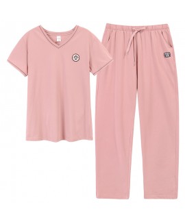 Two-piece Cotton Short-sleeved Trousers Thin Ladies Pajamas For Summer