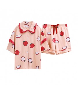 Short Sleeve Shorts Cute Ladies Cotton Pajamas Set For Summer