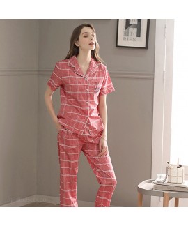 New Cotton Cardigan Woven Casual Loose Sweet Ladies Pajamas Set For Summer