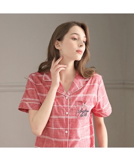 New Cotton Cardigan Woven Casual Loose Sweet Ladies Pajamas Set For Summer