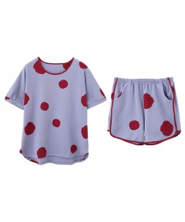Polka Dot Short-sleeved Shorts Pure Cotton Sweet And Thin Home Service Suit