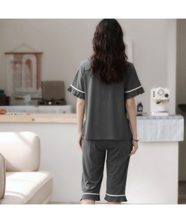Wholesale Cute Pullover Modal Short Sleeve Pants Ladies Pajamas Set For Summer