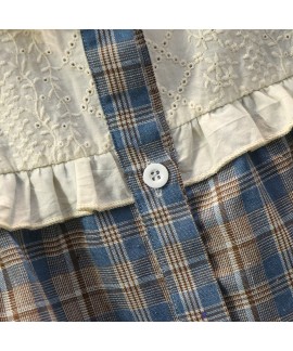 Plaid Short-sleeved Cotton Ladies Pajamas Suit For Summer