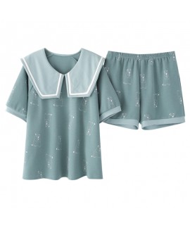 Short-sleeved Shorts Cotton Women's Pajamas Set For Summer