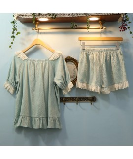 Cotton Short-sleeved Thin Section Ladies Pajamas Suit Can Be Worn Outside For Summer
