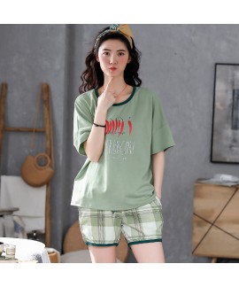 Pure Cotton Short-sleeved Shorts Cute Home Ladies Pajamas Suit For Summer