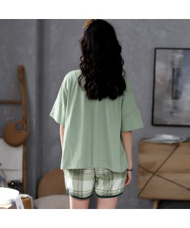 Pure Cotton Short-sleeved Shorts Cute Home Ladies Pajamas Suit For Summer