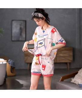 Plus Size Cotton Short Sleeve Shorts Ladies Homewear Set For Summer