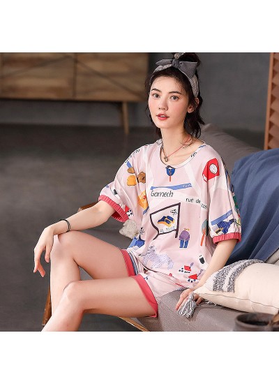 Pure Cotton Short-sleeved Shorts Sweet Plus Size Women's Pajamas Suit For Summer