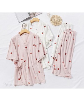 New Kimono Short-sleeved Shorts Pure Cotton Sweat Steaming Suit Ladies Pajamas For Summer