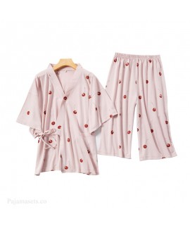 New Kimono Short-sleeved Shorts Pure Cotton Sweat Steaming Suit Ladies Pajamas For Summer