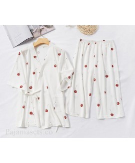 New Kimono Short-sleeved Shorts Pure Cotton Sweat Steaming Suit Ladies Pajamas For Summer