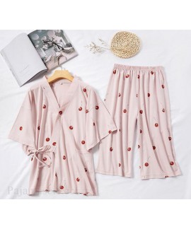 New Kimono Short-sleeved Shorts Pure Cotton Sweat Steaming Suit Ladies Pajamas For Summer