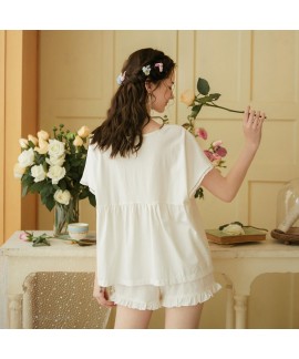 Large Size Cotton Loose Short Sleeve Shorts Ladies Pajamas Suit For Summer