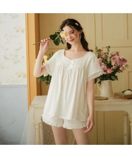 Oversized Cotton Short-sleeved Shorts Loose Ladies Pajamas Set For Summer