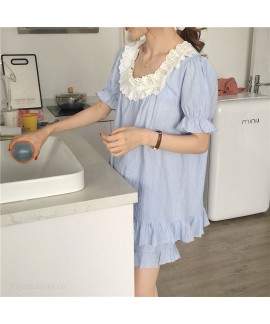 New Short-sleeved Pure Cotton Side Collar Sweet Ins Style Ladies Pajamas Suit For 2020 Summer