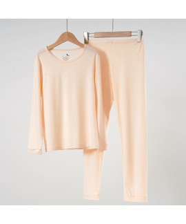 Pure Color Loose Cotton Cute Long Sleeve Pajama Se...