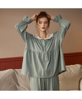 Pure Cotton Long Sleeve Cute Sweet Thin Ladies Pajama Set For Autumn And Winter