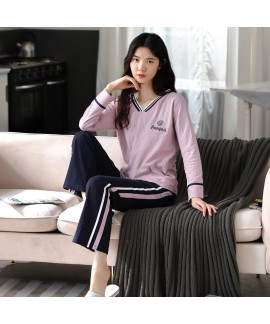 New Cotton Long-sleeved V-neck Casual Cute Ladies ...