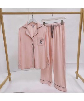 Pure Cotton Solid Color Long-sleeved Trousers Home Service Suit For Autumn
