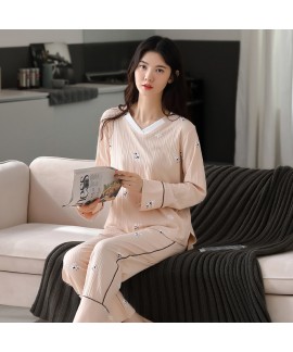 Pure Cotton Cute Long-sleeved Casual V-neck Ladies...