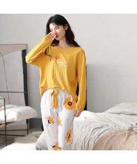 New Cotton Cute Long Sleeve Ladies Pajama Set