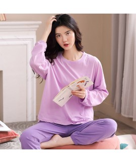 Cotton Long-sleeved Casual Wearable Ladies Homewear Pajamas Sit For Spring And Autumn