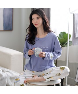 Cotton Long-sleeved Loose And Cute Can Be Worn Outside Ladies Pajamas Suit