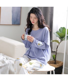 Cotton Long-sleeved Loose And Cute Can Be Worn Outside Ladies Pajamas Suit