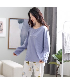Cotton Long-sleeved Loose And Cute Can Be Worn Outside Ladies Pajamas Suit