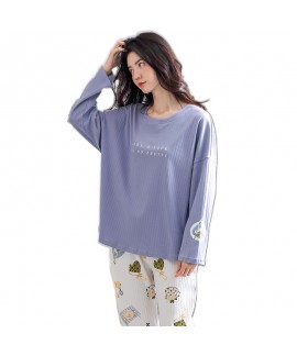 Cotton Long-sleeved Loose And Cute Can Be Worn Outside Ladies Pajamas Suit