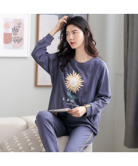 Wholesale Pure Cotton Long-sleeved Warm Ladies Pajamas Set For Autumn And Winter