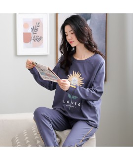Wholesale Pure Cotton Long-sleeved Warm Ladies Pajamas Set For Autumn And Winter