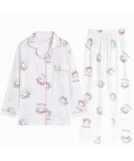 Cartoon cotton thin long-sleeved loungewear suit For Spring And Autumn