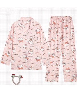 Cartoon cotton thin long-sleeved loungewear suit For Spring And Autumn