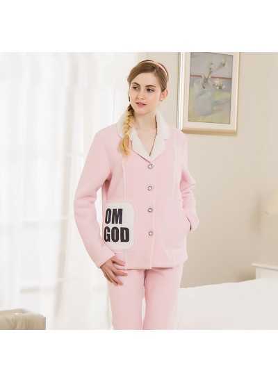 new style lamb collar pajama set for spring cheap lapel sleepwear for sale
