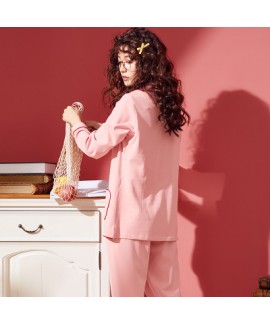 Long sleeved Cardigan lovely pink ladies pajama sets comfy lounge pajamas for women