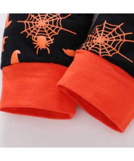 Halloween autumn pumpkin head two-piece pajamas set for boys and girls aged 2-7