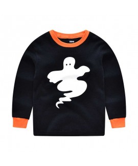 long-sleeved printed Halloween luminous ghost children's pajamas two-piece suit