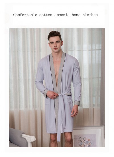 Cardigan slim mens cotton pajama sets comfortable Nightgown for male in spring