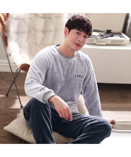 Long-sleeved Men's Winter Sports Thickening Flannel Autumn and Winter pajama Set