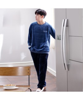 Long-sleeved Men's Winter Sports Thickening Flannel Autumn and Winter pajama Set