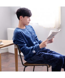 Long-sleeved Men's Winter Sports Thickening Flannel Autumn and Winter pajama Set