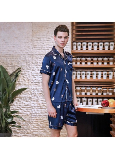 Comfy mens ice silk pajama sets buy silky nightwear sets male